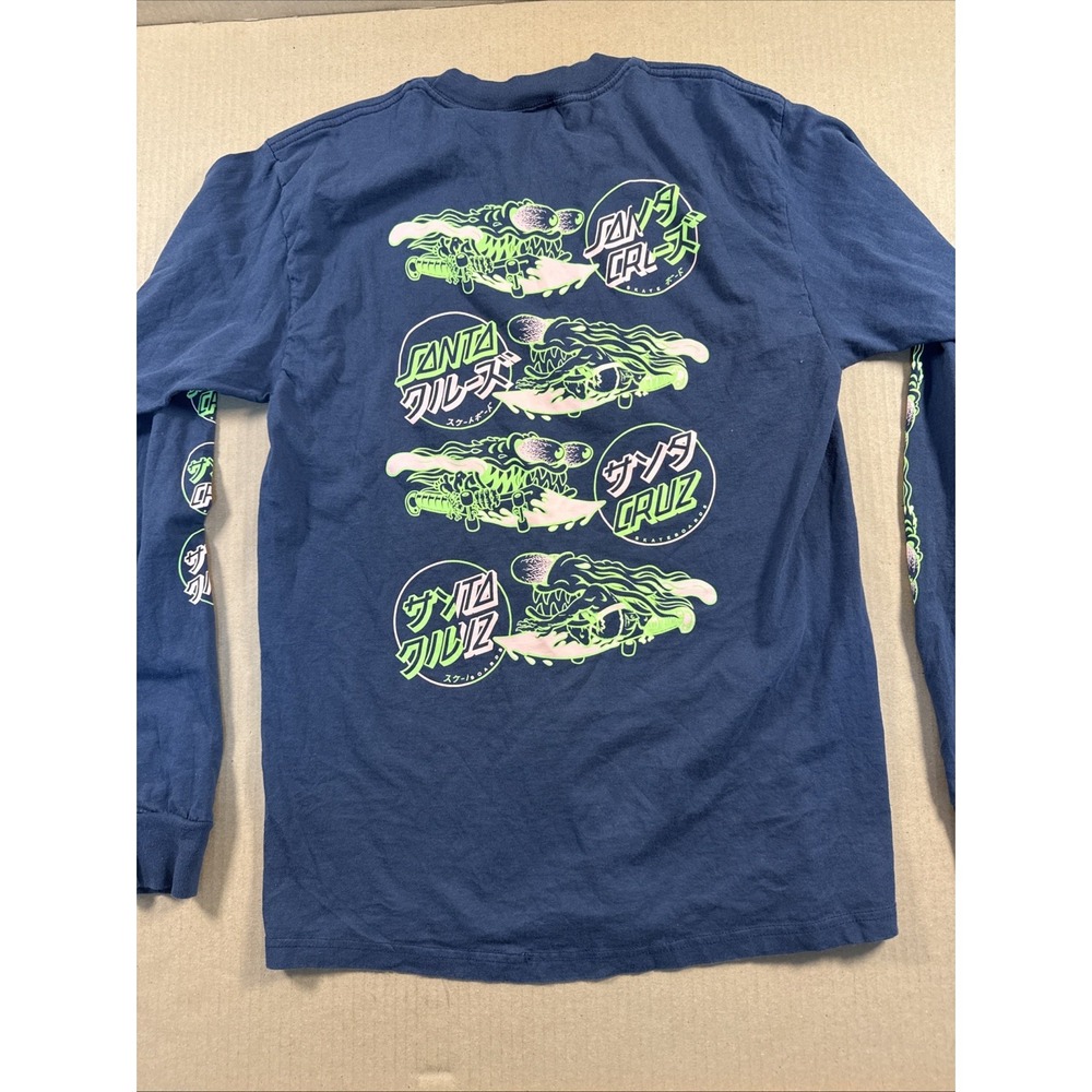 Shirt Mens Large Blue Creature Santa Cruz Graphic Long Sleeve Tee Crewneck
